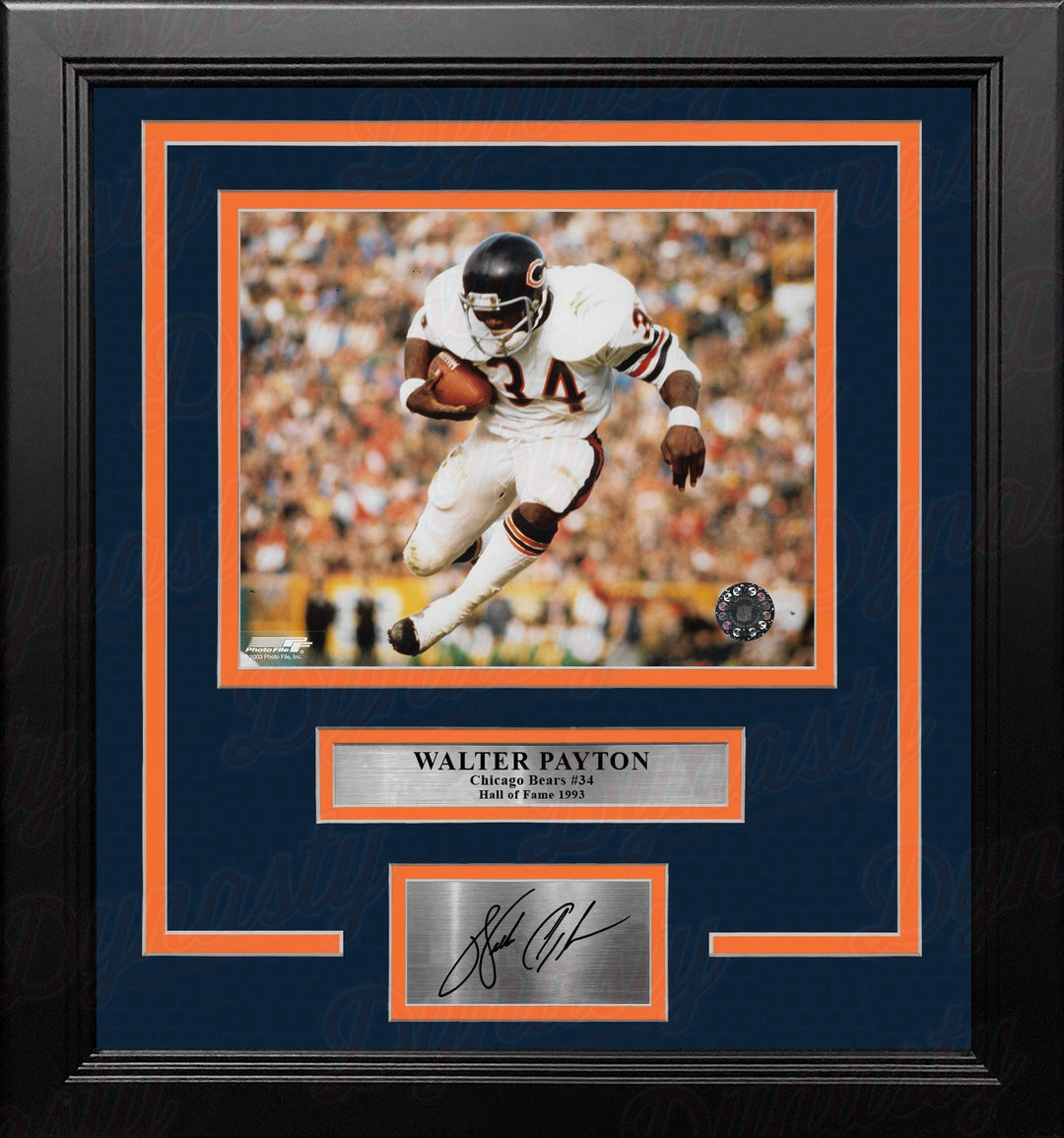 Walter Payton in Action Chicago Bears 8" x 10" Framed Football Photo with Engraved Autograph