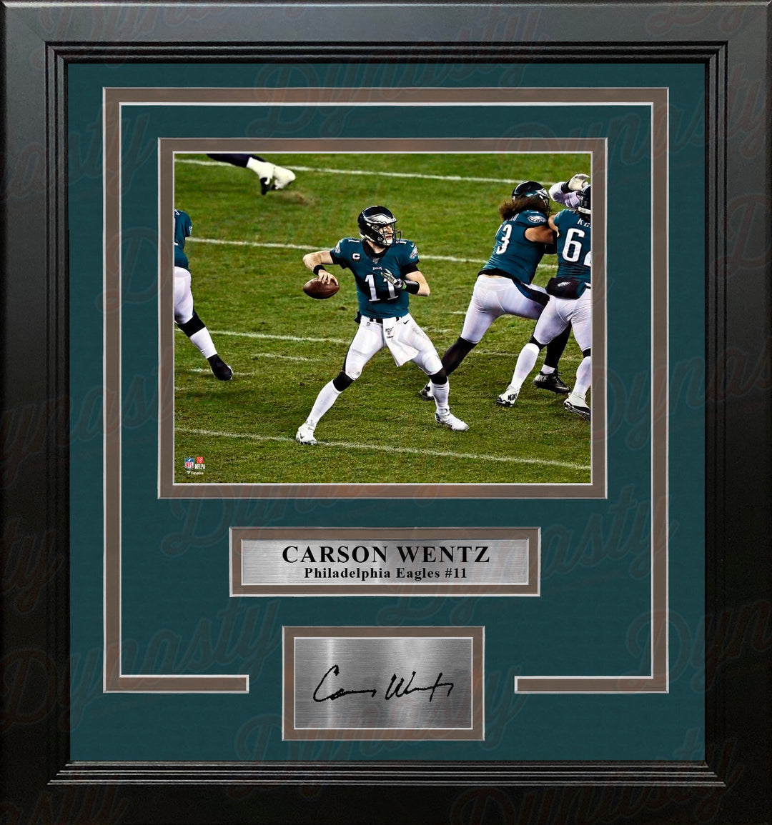 Carson Wentz in Action Philadelphia Eagles 8" x 10" Framed Football Photo with Engraved Autograph