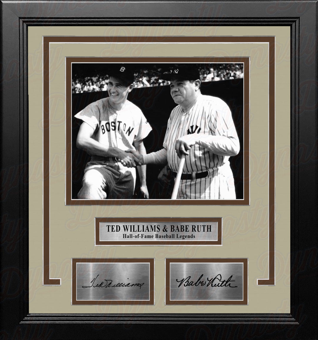 Ted Williams and Babe Ruth 8" x 10" Framed Baseball Legends Photo with Engraved Autographs