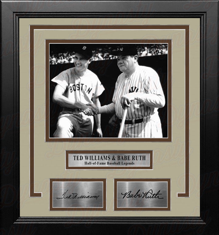 Ted Williams and Babe Ruth 8" x 10" Framed Baseball Legends Photo with Engraved Autographs