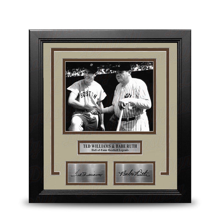 Ted Williams and Babe Ruth 8" x 10" Framed Baseball Legends Photo with Engraved Autographs