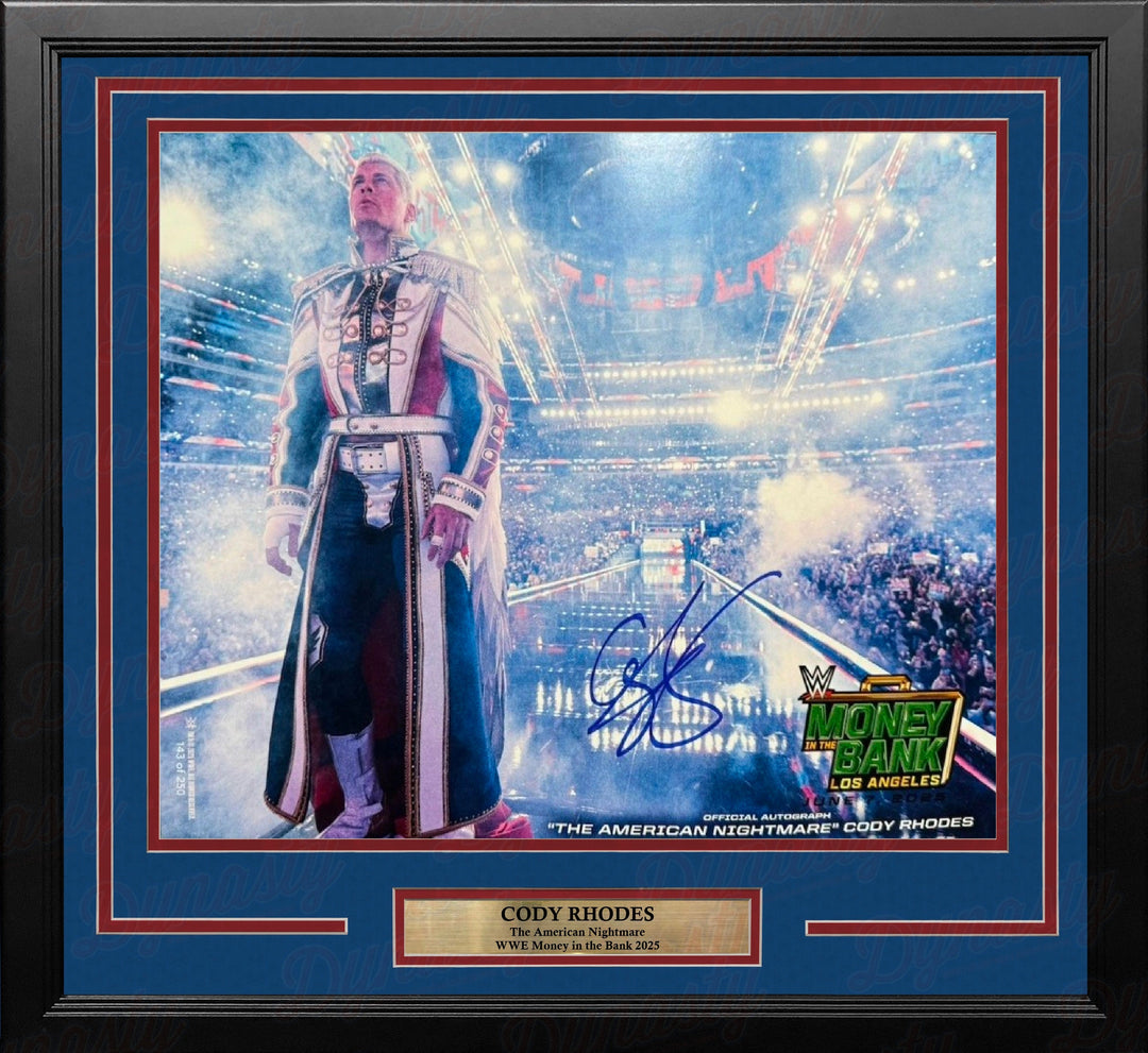 Cody Rhodes 2025 Money in the Bank Autographed 11" x 14" Framed WWE Wrestling Photo Numbered to 250