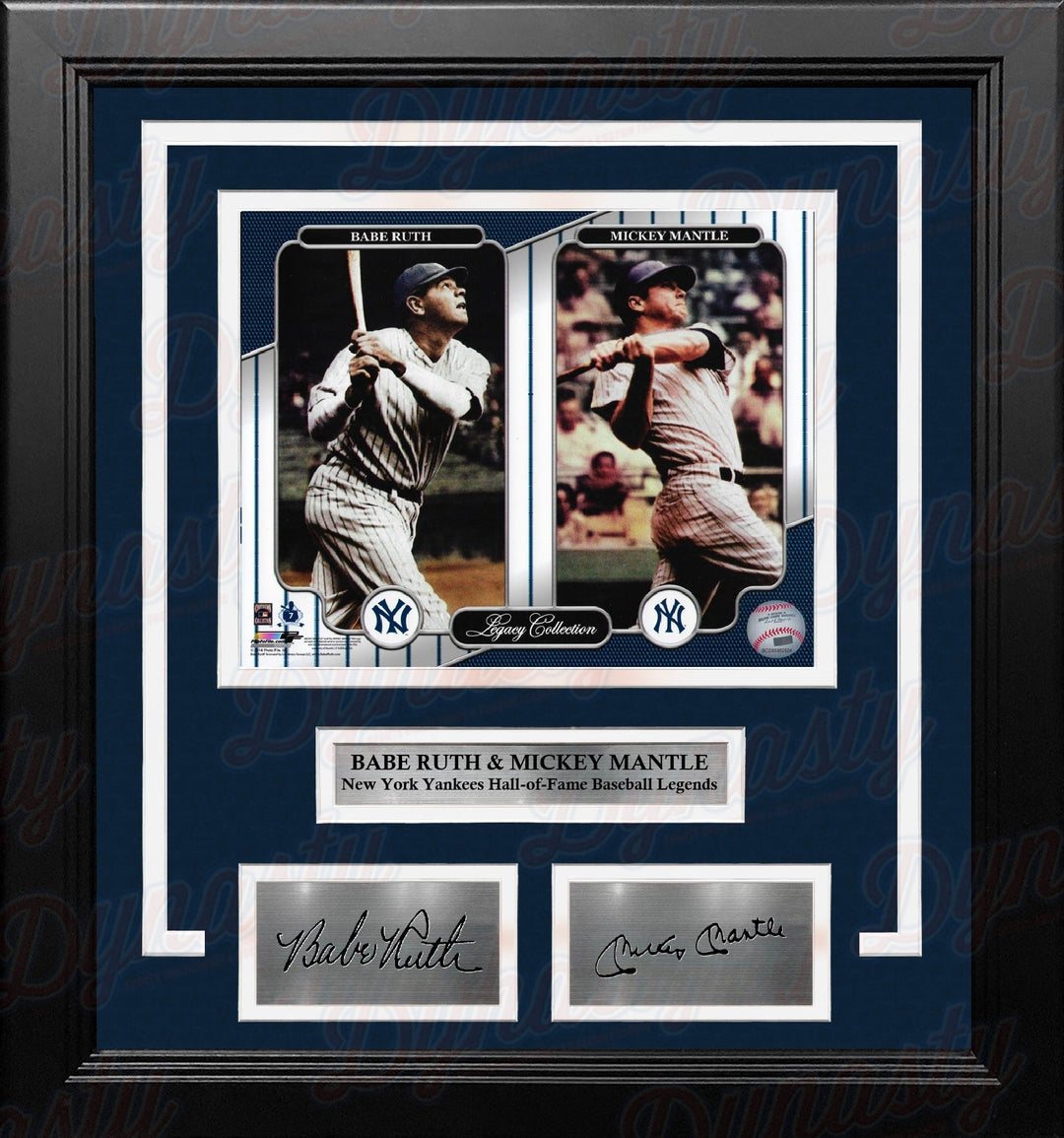 Babe Ruth & Mickey Mantle New York Yankees 8" x 10" Framed Baseball Photo with Engraved Autographs