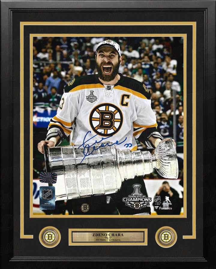 Zdeno Chara 2011 Stanley Cup Boston Bruins Autographed 16" x 20" Framed Hockey Photo