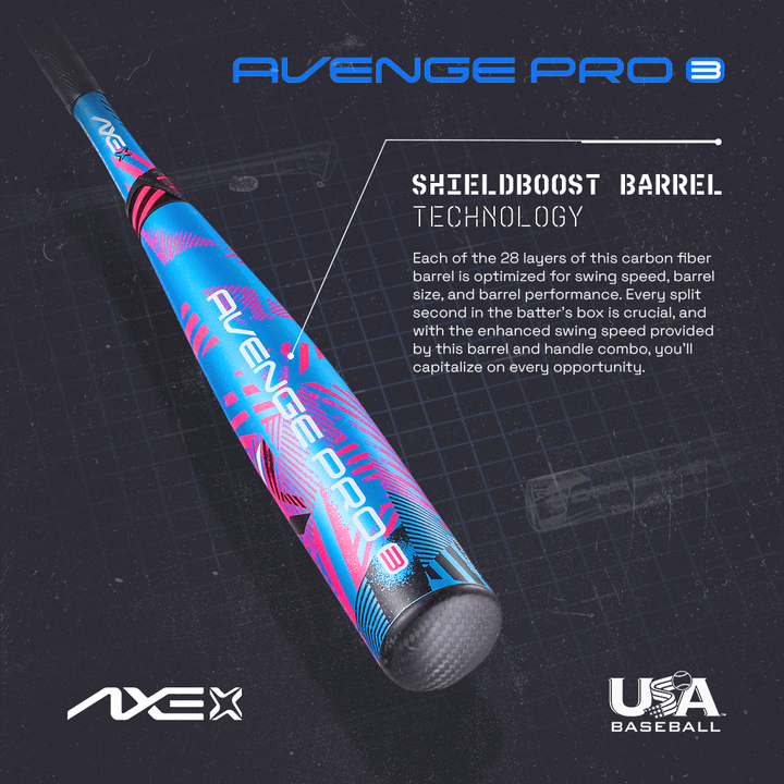 Axe Bat USABAT Axe Avenge Pro 3 USA Baseball Bat -10 | Standard Handle