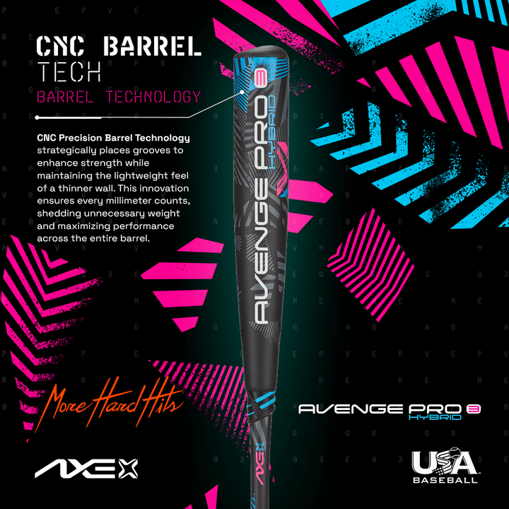 Baden Sports USABat Axe Avenge Pro 3 Hybrid USA Baseball Bat , -5