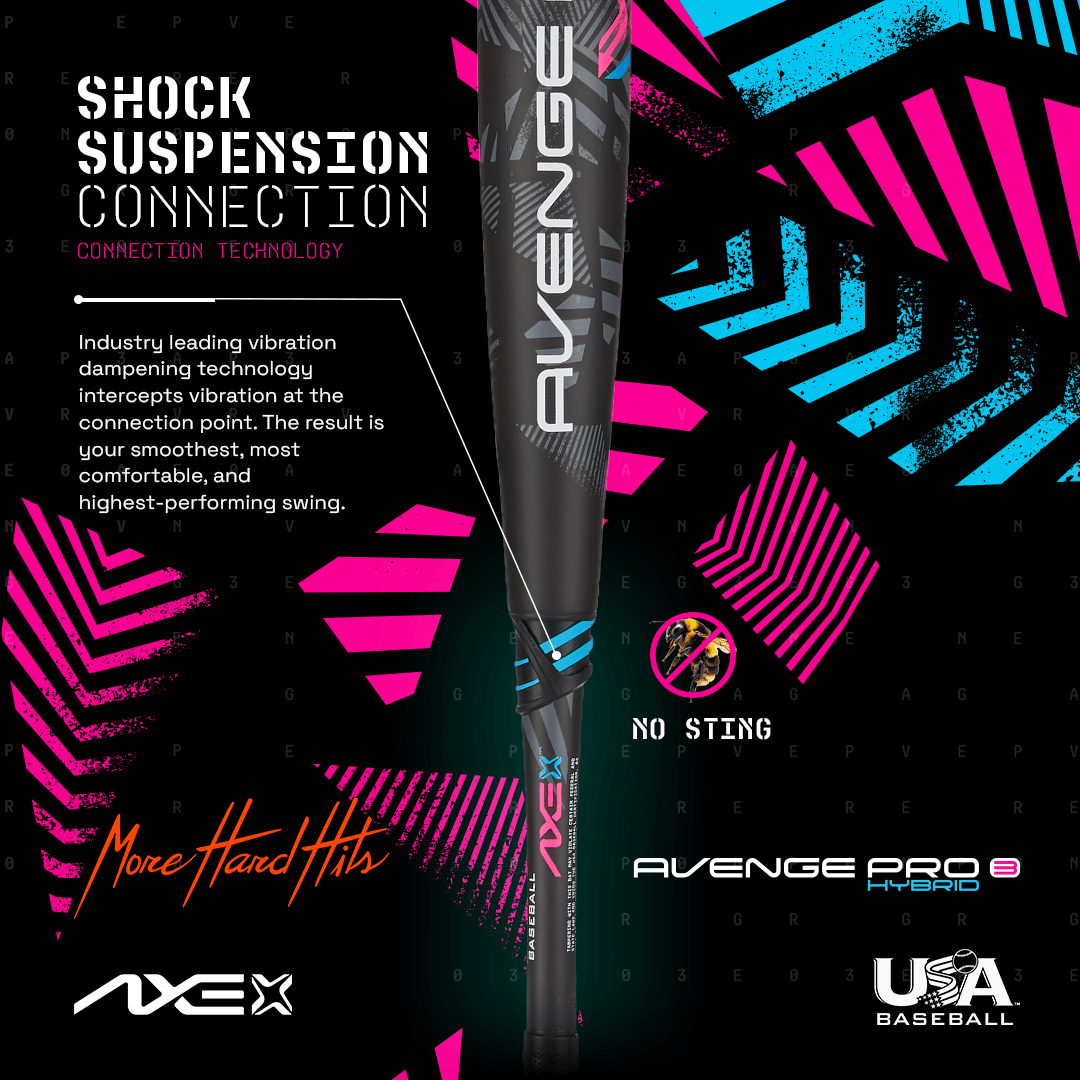 Baden Sports USABat Axe Avenge Pro 3 Hybrid USA Baseball Bat , -8