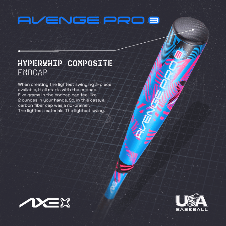 Baden Sports USABAT Axe Avenge Pro 3 USA Baseball Bat -10 | Standard Handle