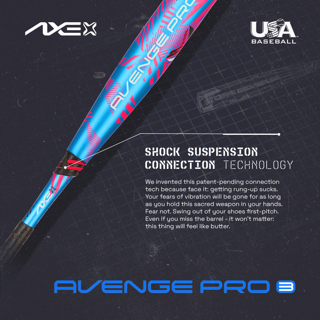 Baden Sports USABAT Axe Avenge Pro 3 USA Baseball Bat -10 | Standard Handle