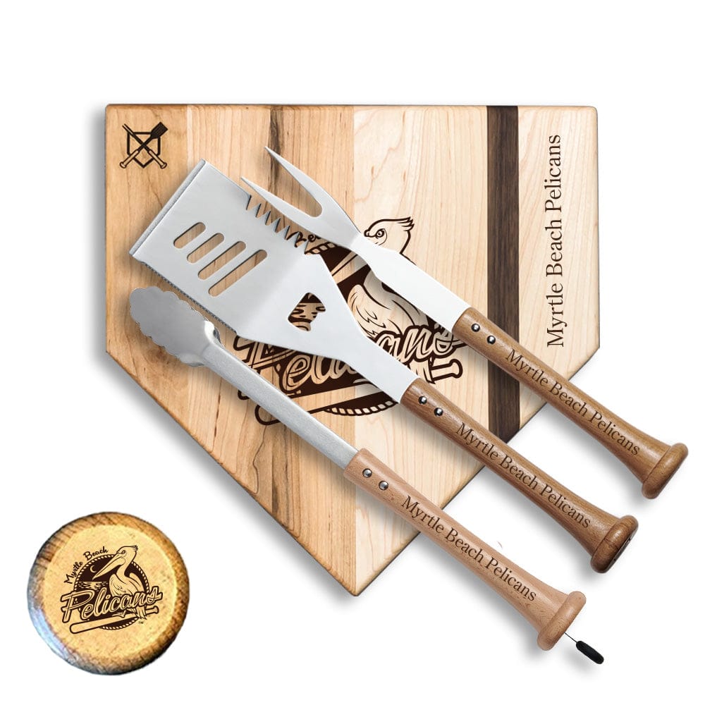 Baseball BBQ 12" Pelican Silver Slugger Myrtle Beach Pelicans "SILVER SLUGGER" Set