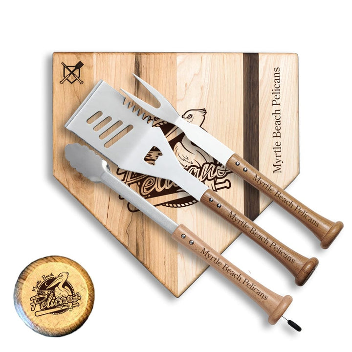 Baseball BBQ 12" Pelican Silver Slugger Myrtle Beach Pelicans "SILVER SLUGGER" Set