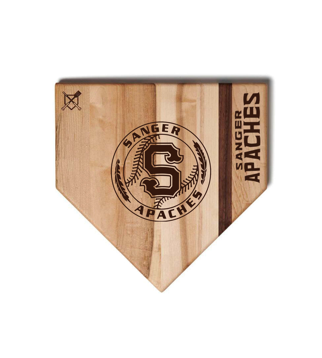 Baseball BBQ 12" Sanger Apaches Sanger Apaches Home Plate cutting boards