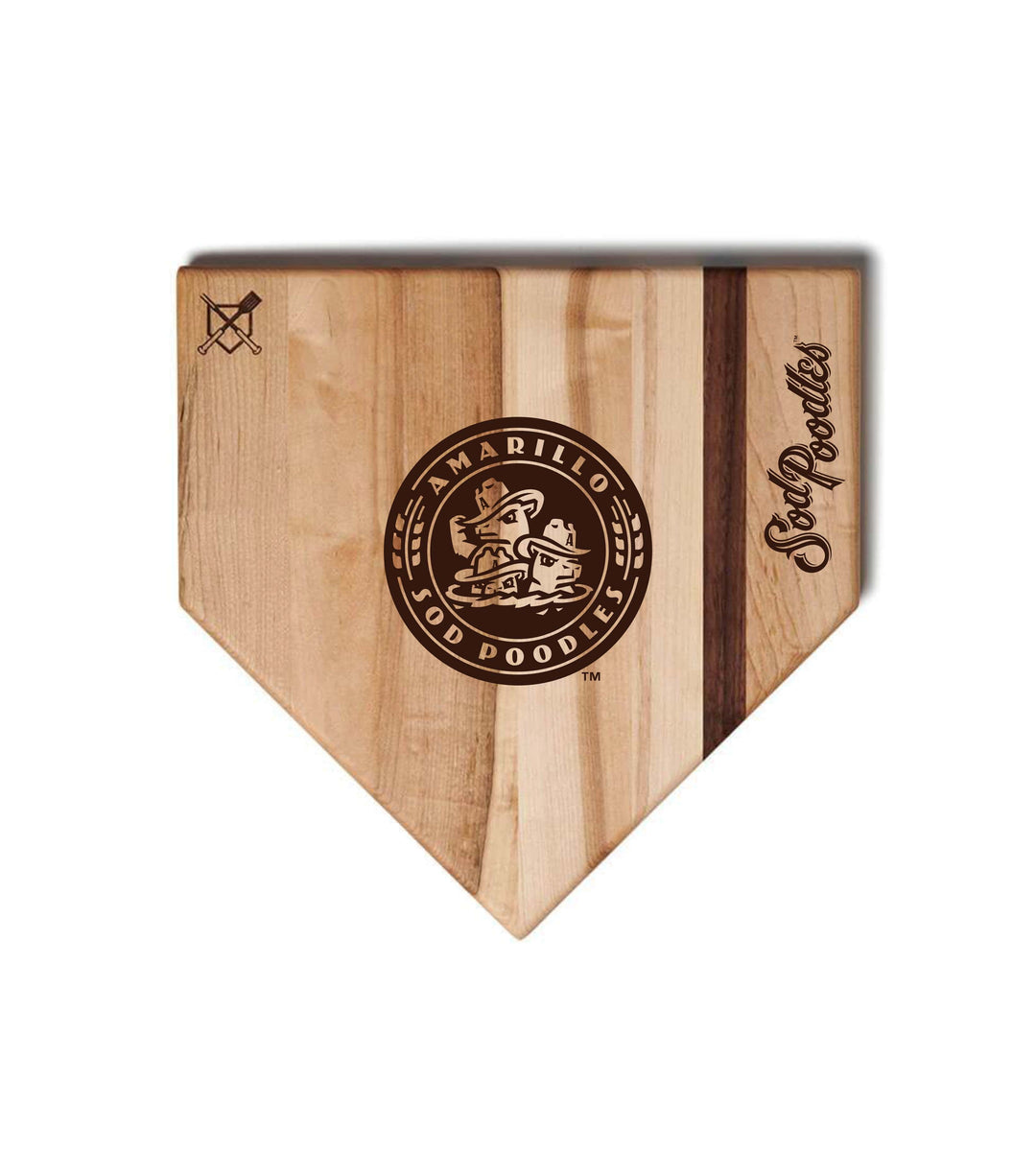 Baseball BBQ 12" Sod Poodles Home Plate Amarillo Sod Poodles Home Plate Boards