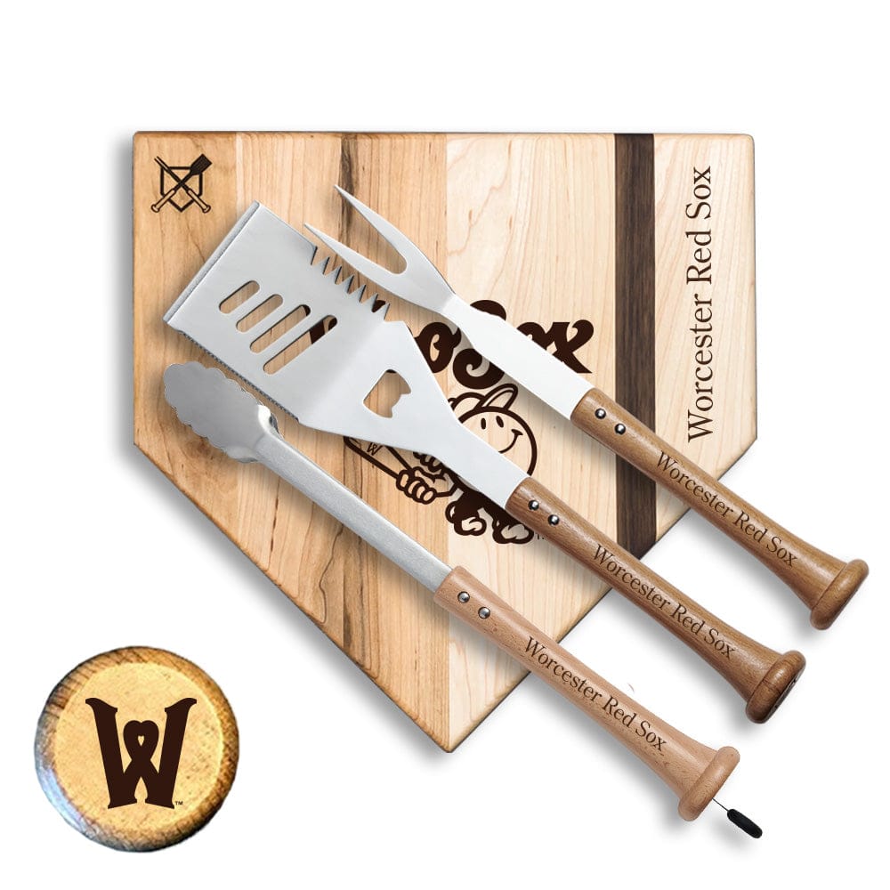 Baseball BBQ 12" x 12" Worcester Red Sox Silver Slugger Sets