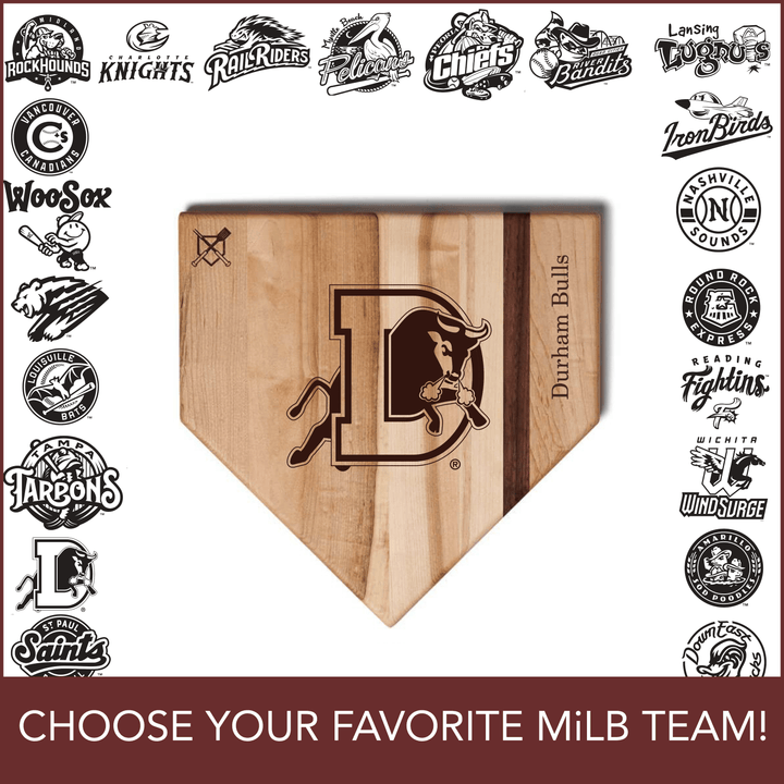 Baseball BBQ 12"x12" MiLB Home Plate Cutting Boards | Choose Your Favorite Team | Multiple Sizes
