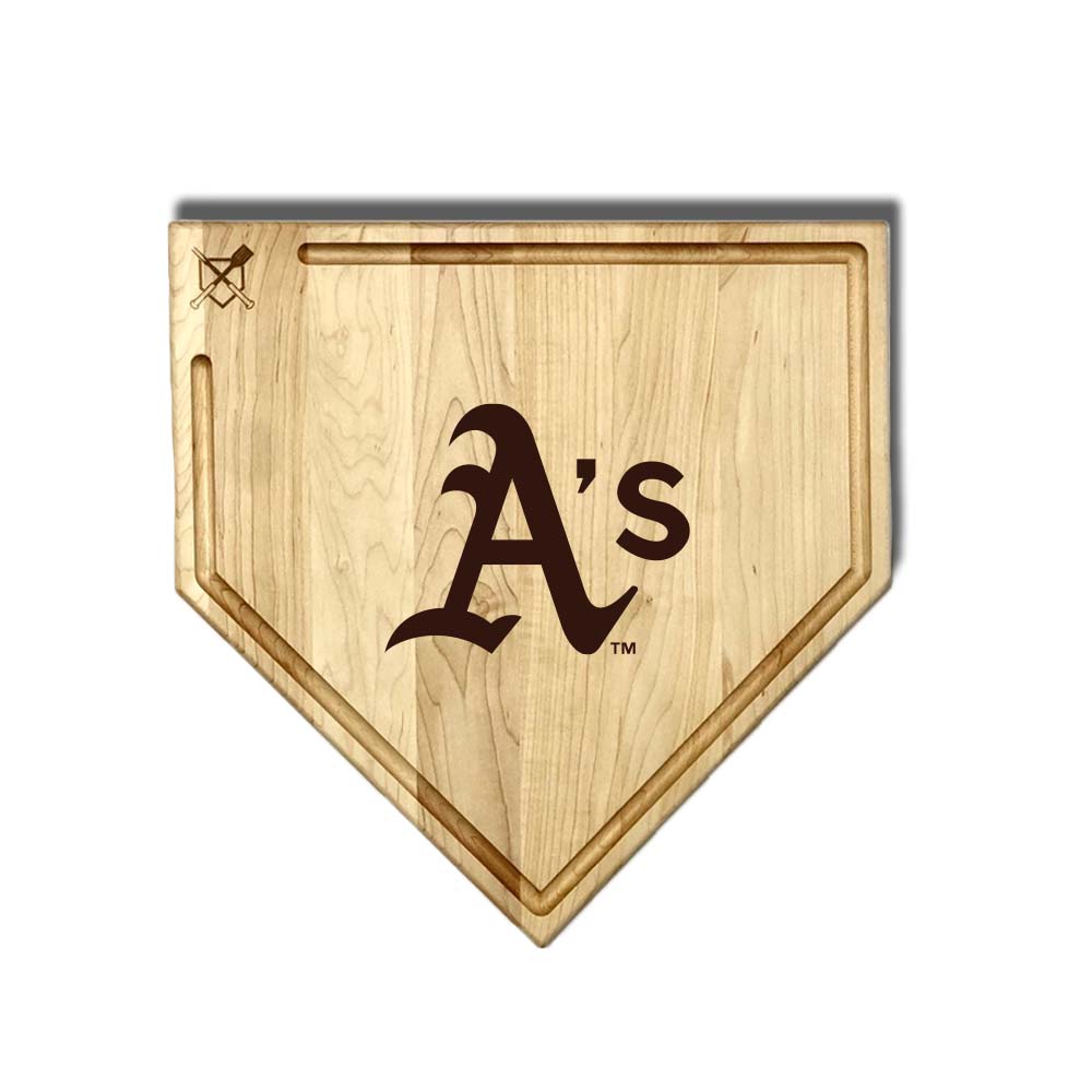 Baseball BBQ 17" Home Plate with trough Athletics Home Plate Cutting Boards | Multiple Sizes | Multiple Designs