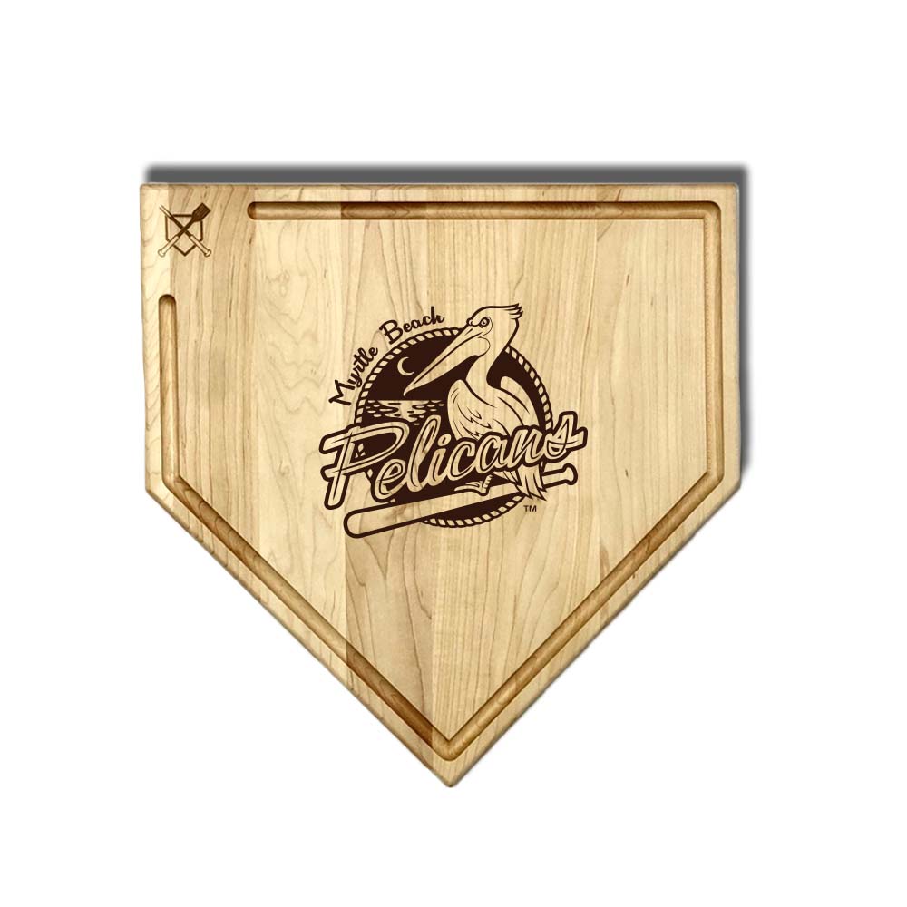Baseball BBQ 17" Pelican Board with trough Myrtle Beach Pelicans Home Plate Cutting Boards