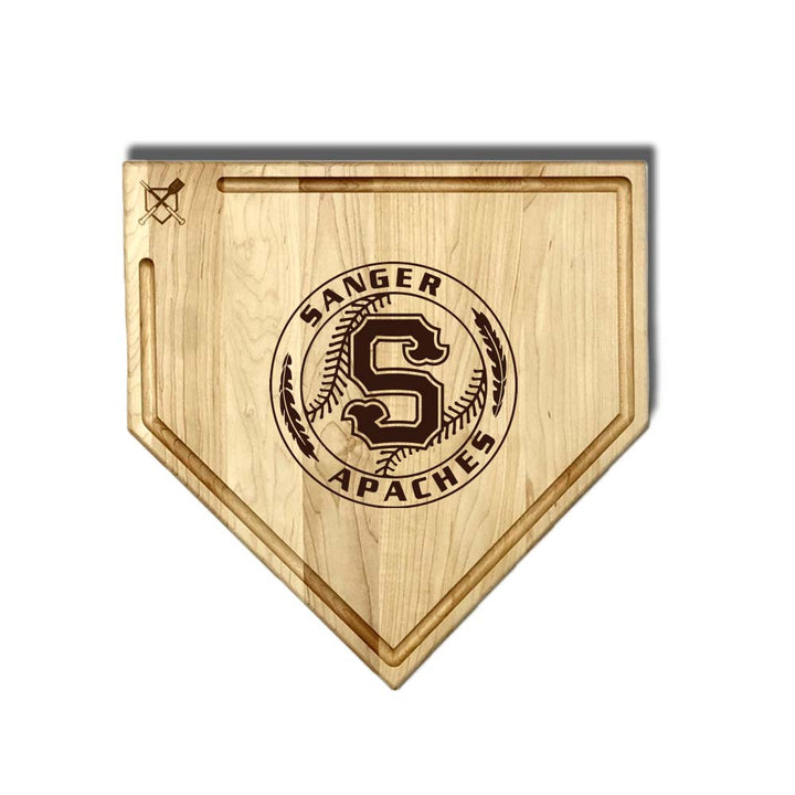 Baseball BBQ 17" Sanger Apaches with trough Sanger Apaches Home Plate cutting boards
