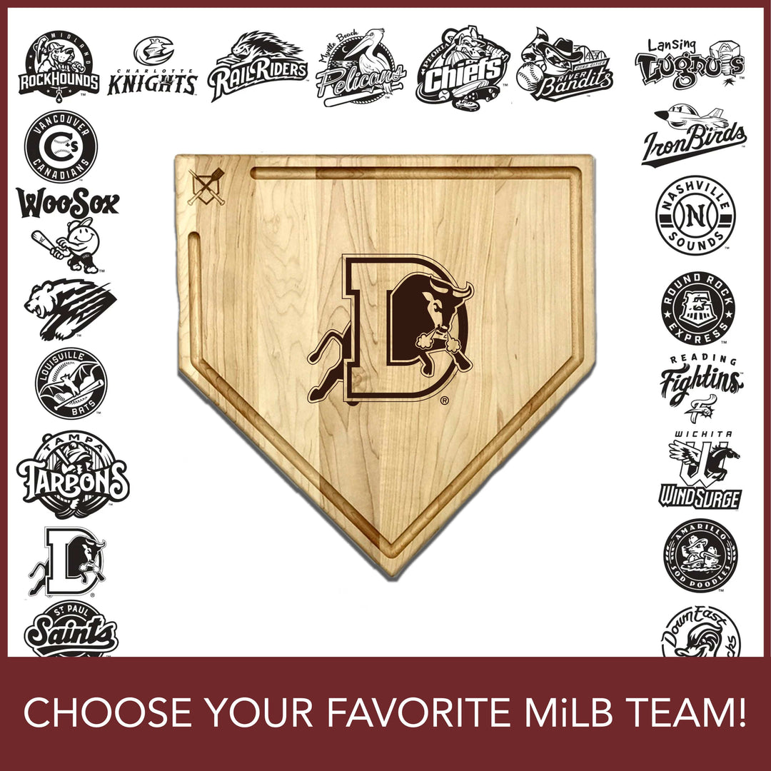 Baseball BBQ 17"x17" with trough MiLB Home Plate Cutting Boards | Choose Your Favorite Team | Multiple Sizes