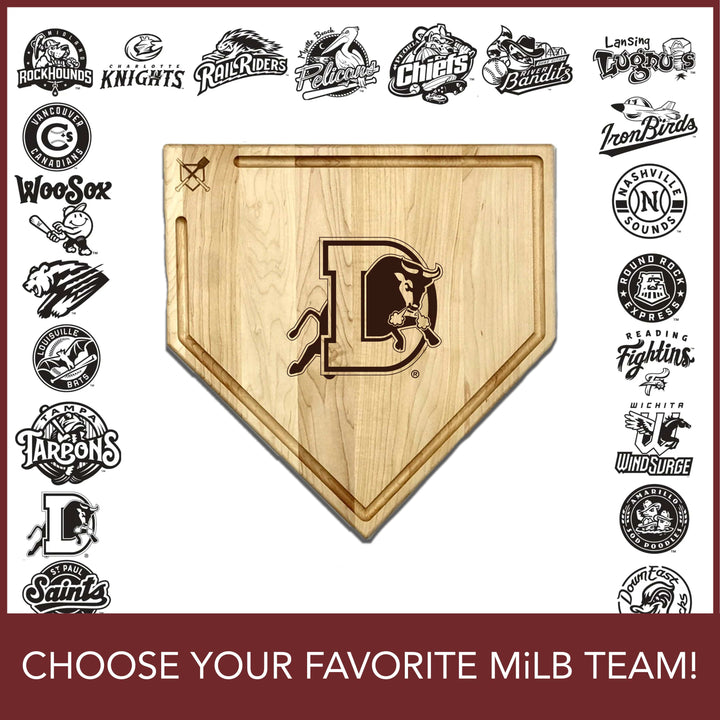 Baseball BBQ 17"x17" with trough MiLB Home Plate Cutting Boards | Choose Your Favorite Team | Multiple Sizes