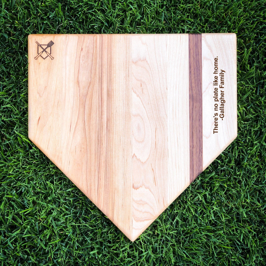 Baseball BBQ Accessories Full Size (17" x 17") Home Plate Cutting Board with Custom Text Engraving