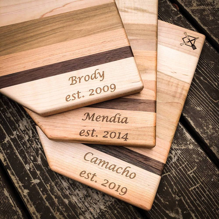 Baseball BBQ Accessories Full Size (17" x 17") Home Plate Cutting Board with Custom Text Engraving
