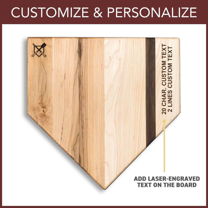 Baseball BBQ Accessories Full Size (17" x 17") Home Plate Cutting Board with Custom Text Engraving