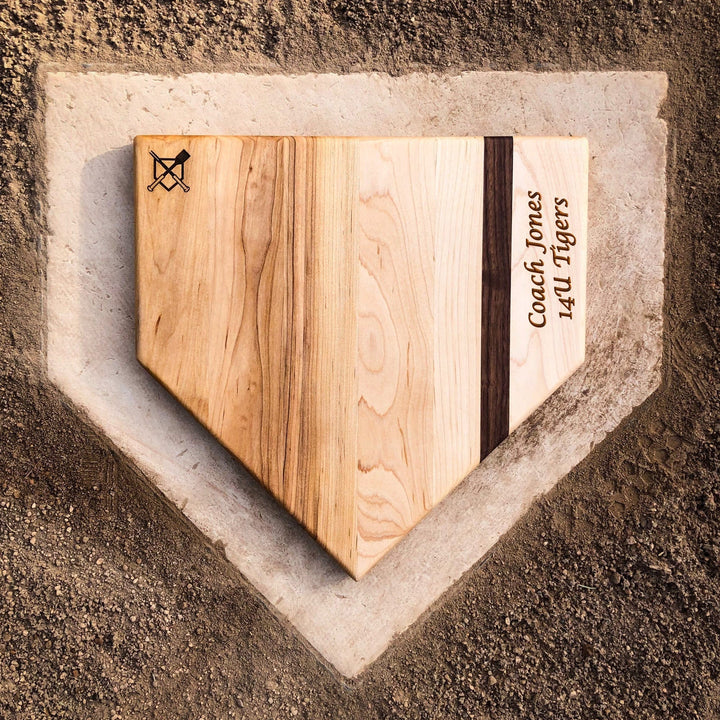 Baseball BBQ Accessories "Home Plate" Cutting Board with Custom Text Engraving (12"x12")