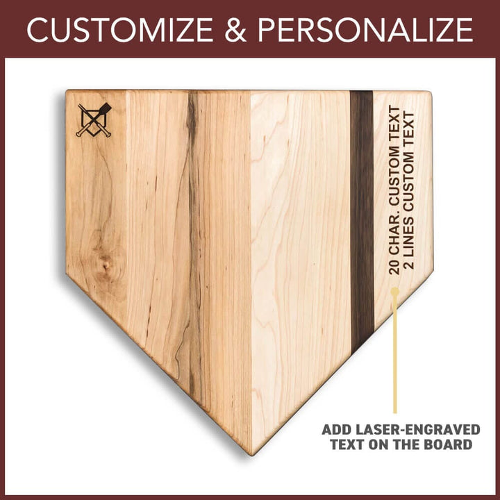 Baseball BBQ Accessories "Home Plate" Cutting Board with Custom Text Engraving (12"x12")