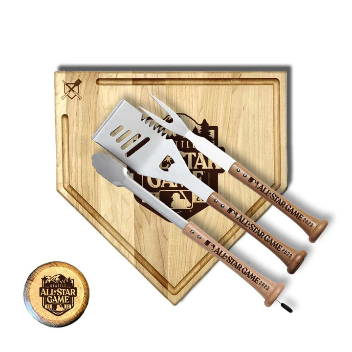 Baseball BBQ ALL STAR 2023 Silver Slugger Home Plate Style w/ Trough (17" x 17") ALL STARS 2023 "SILVER SLUGGER" Combo Set