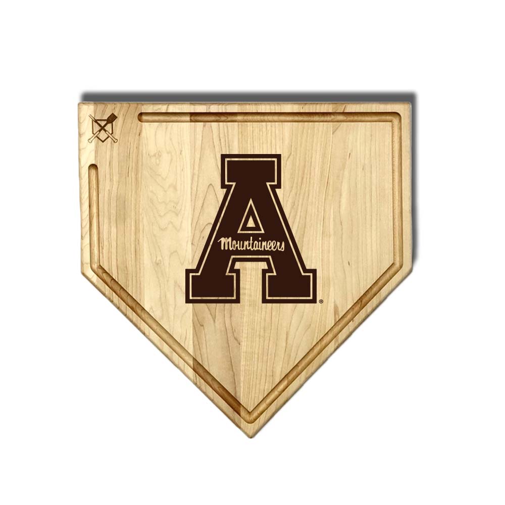 Baseball BBQ Appalachian State University Home Plate Style 1 w/ Trough (17" x 17") Appalachian State University Cutting Boards | Choose Your Size & Style