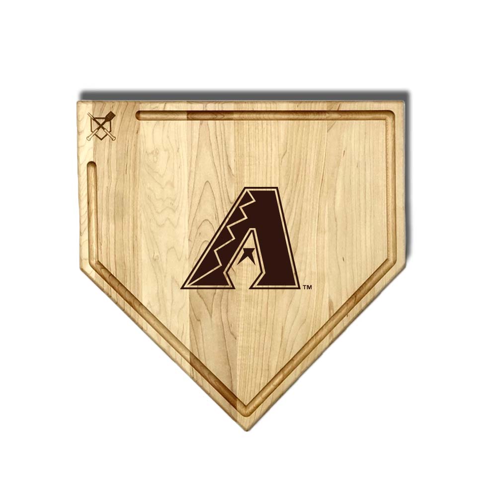 Baseball BBQ Arizona Diamondbacks "A" Home Plate Cutting Board (With Trough) / 17"x17" Arizona Diamondbacks Home Plate Cutting Boards | Multiple Sizes | Multiple Designs