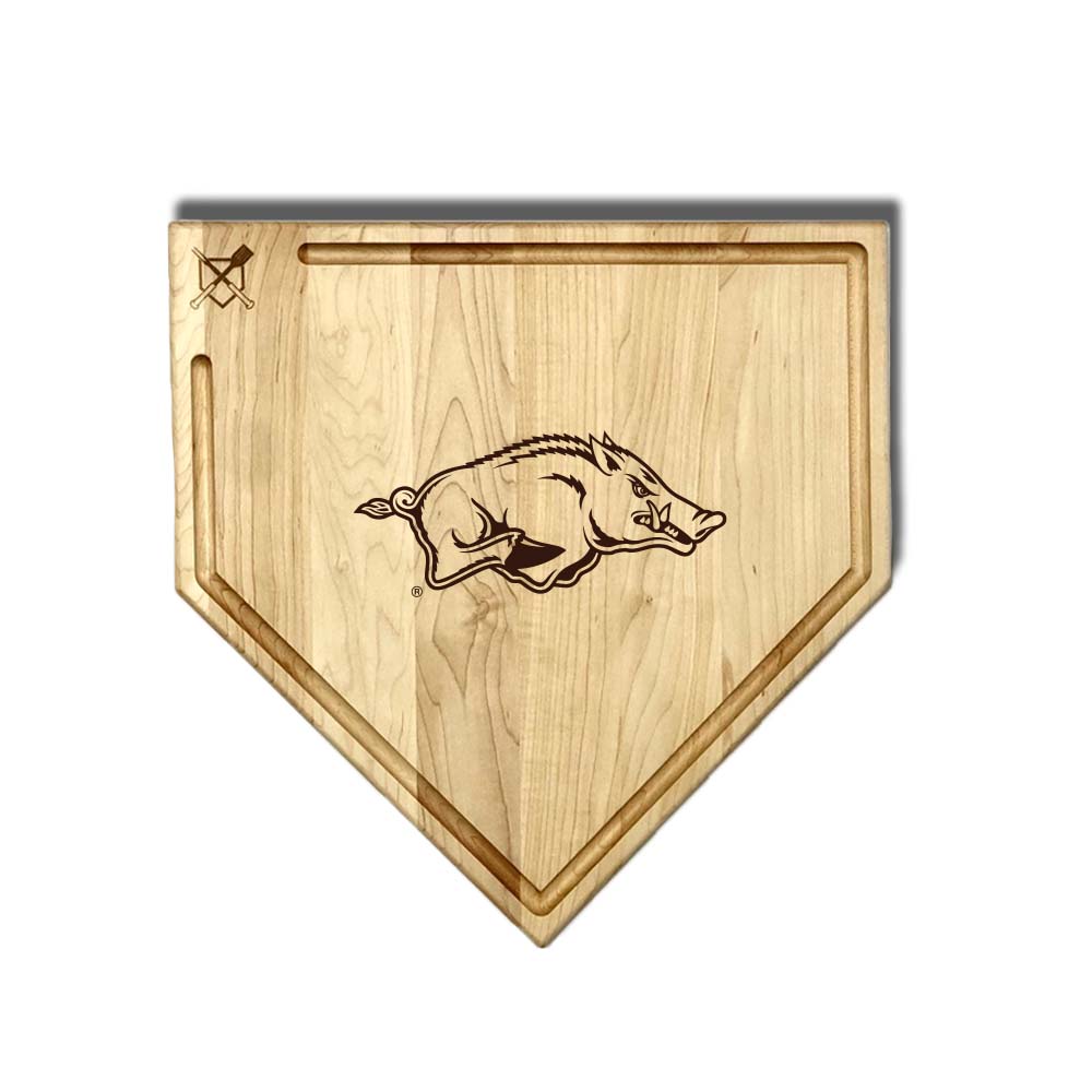 Baseball BBQ Arkansas Full Sized Home Plate Style w/ Trough (17" x 17") Arkansas Cutting Boards | Choose Your Size & Style