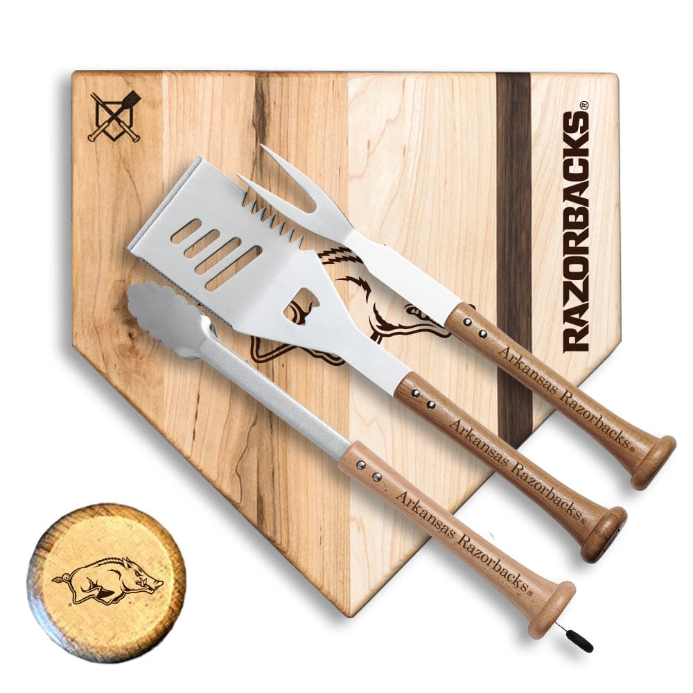 Baseball BBQ Arkansas Silver Slugger Home Plate Style (17" x 17") Arkansas "SILVER SLUGGER" Combo Set