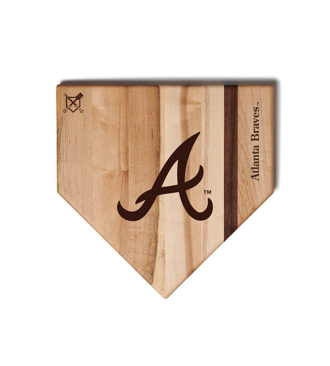 Baseball BBQ Atlanta Braves "A" Home Plate / 12"x12" Atlanta Braves Home Plate Cutting Boards | Multiple Sizes | Multiple Designs
