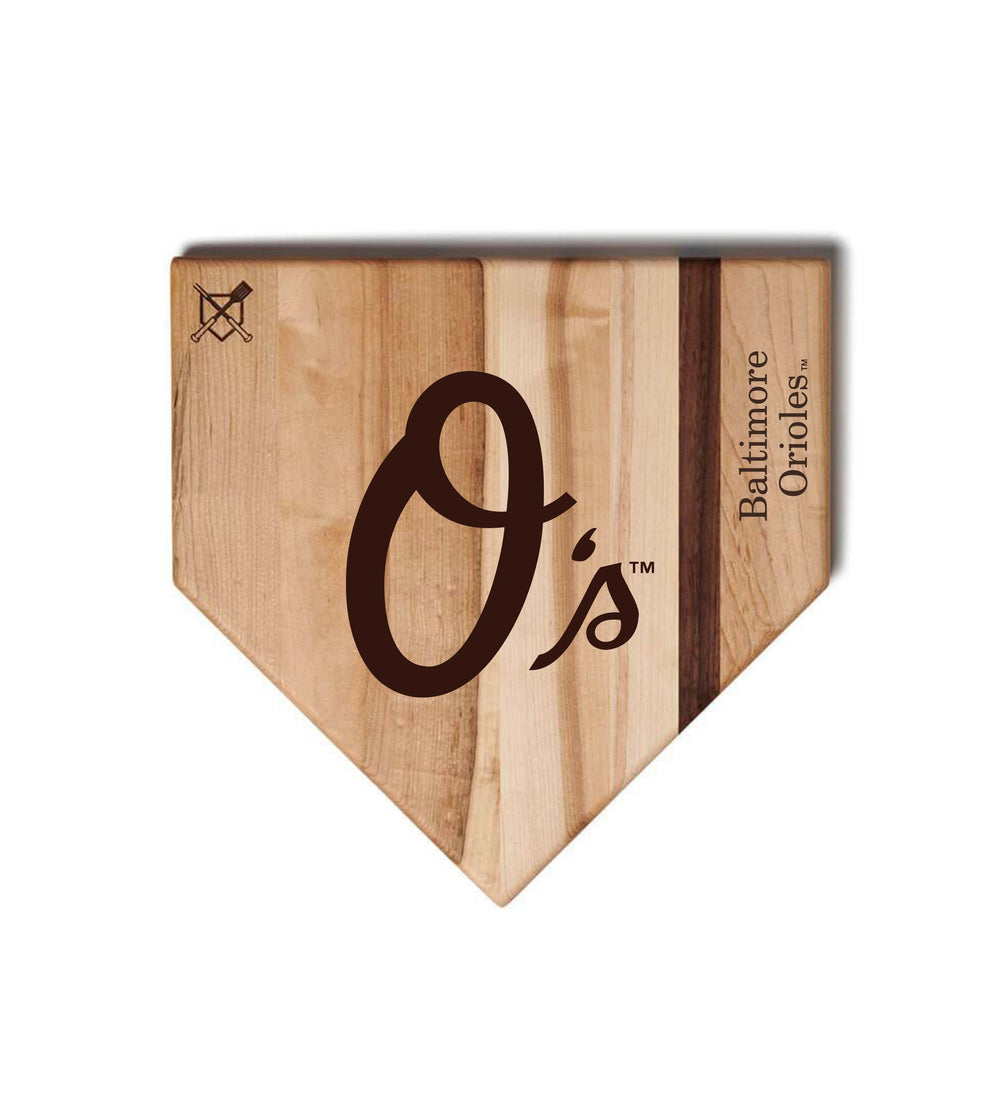 Baseball BBQ Baltimore Orioles "O's" Home Plate / 12"x12" Baltimore Orioles Home Plate Cutting Boards | Multiple Sizes | Multiple Designs