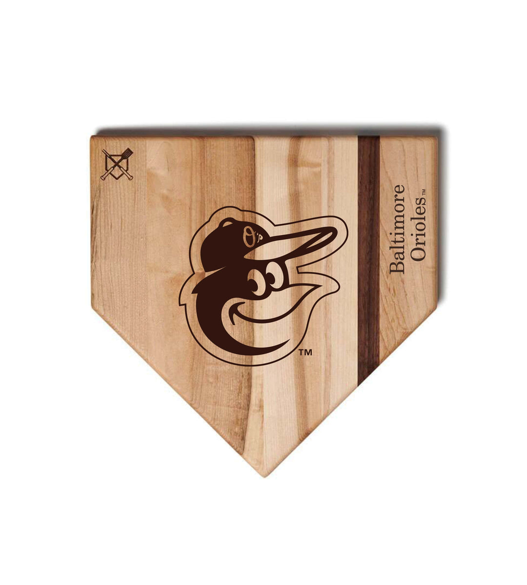 Baseball BBQ Baltimore Orioles "Oriole Bird" Home Plate / 12" x 12" Baltimore Orioles "Silver Slugger" Combo Set