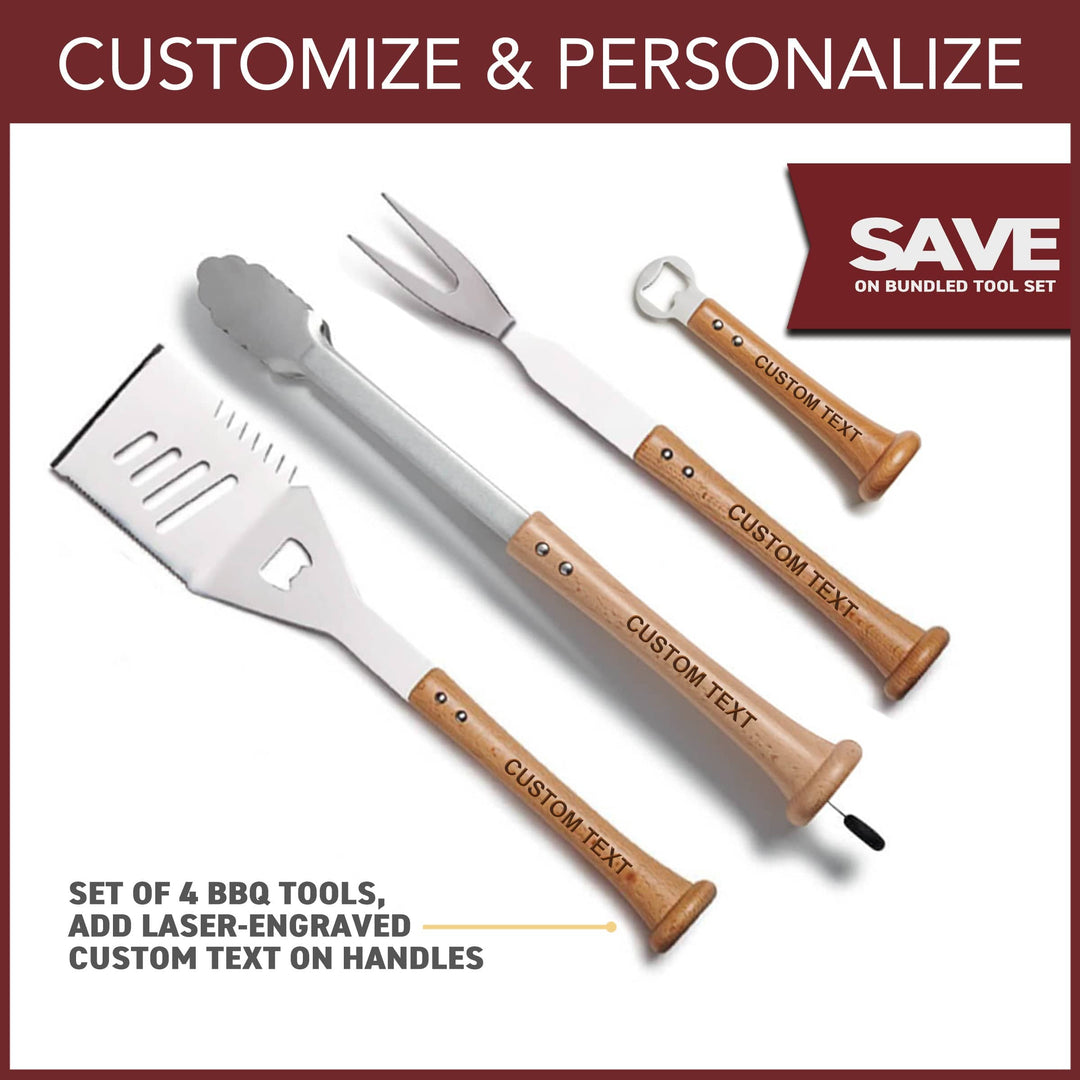 Baseball BBQ BBQ Tools "Home Run" Grill Set with Customized Handles