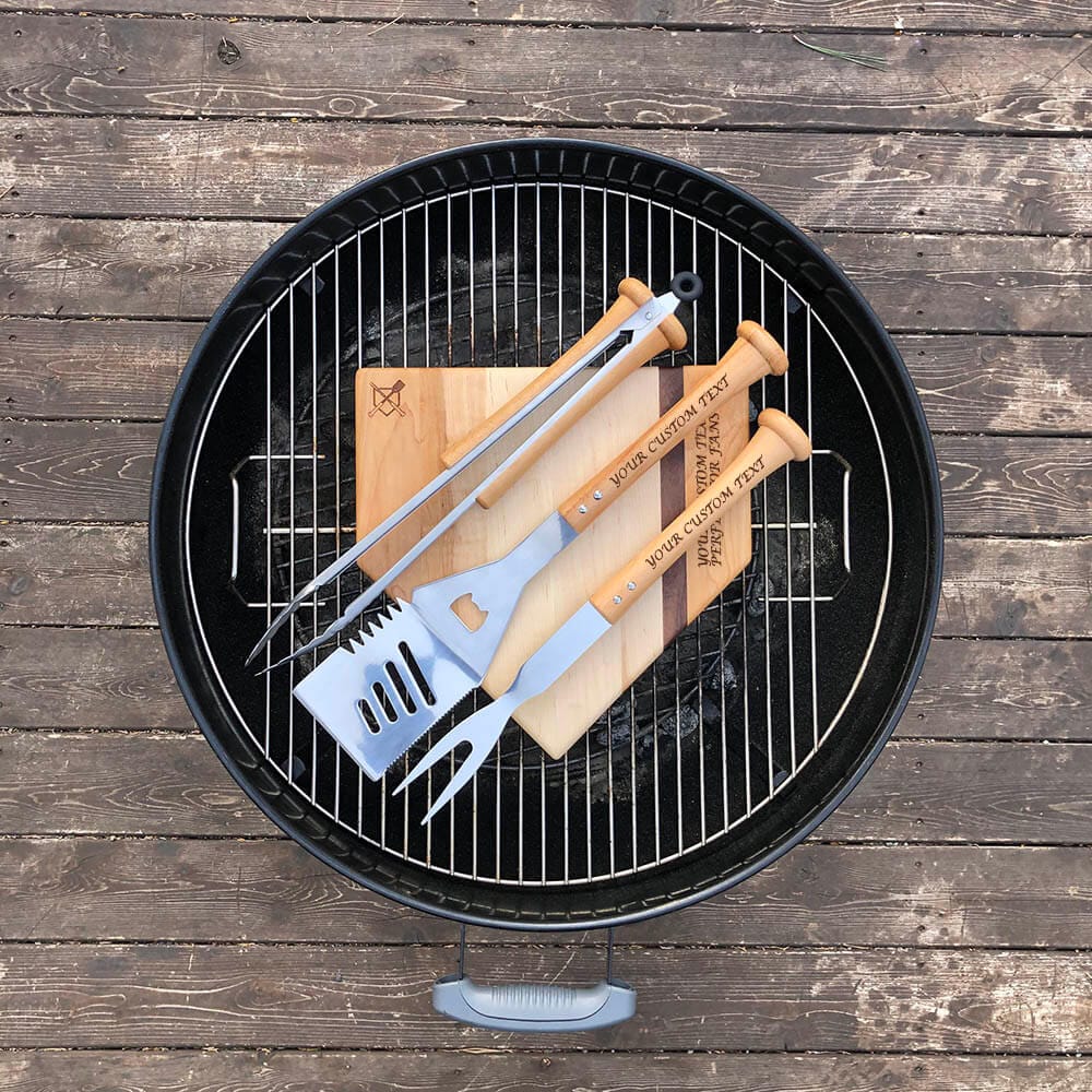Baseball BBQ BBQ Tools "Silver Slugger" Grill Set with Customized Handles