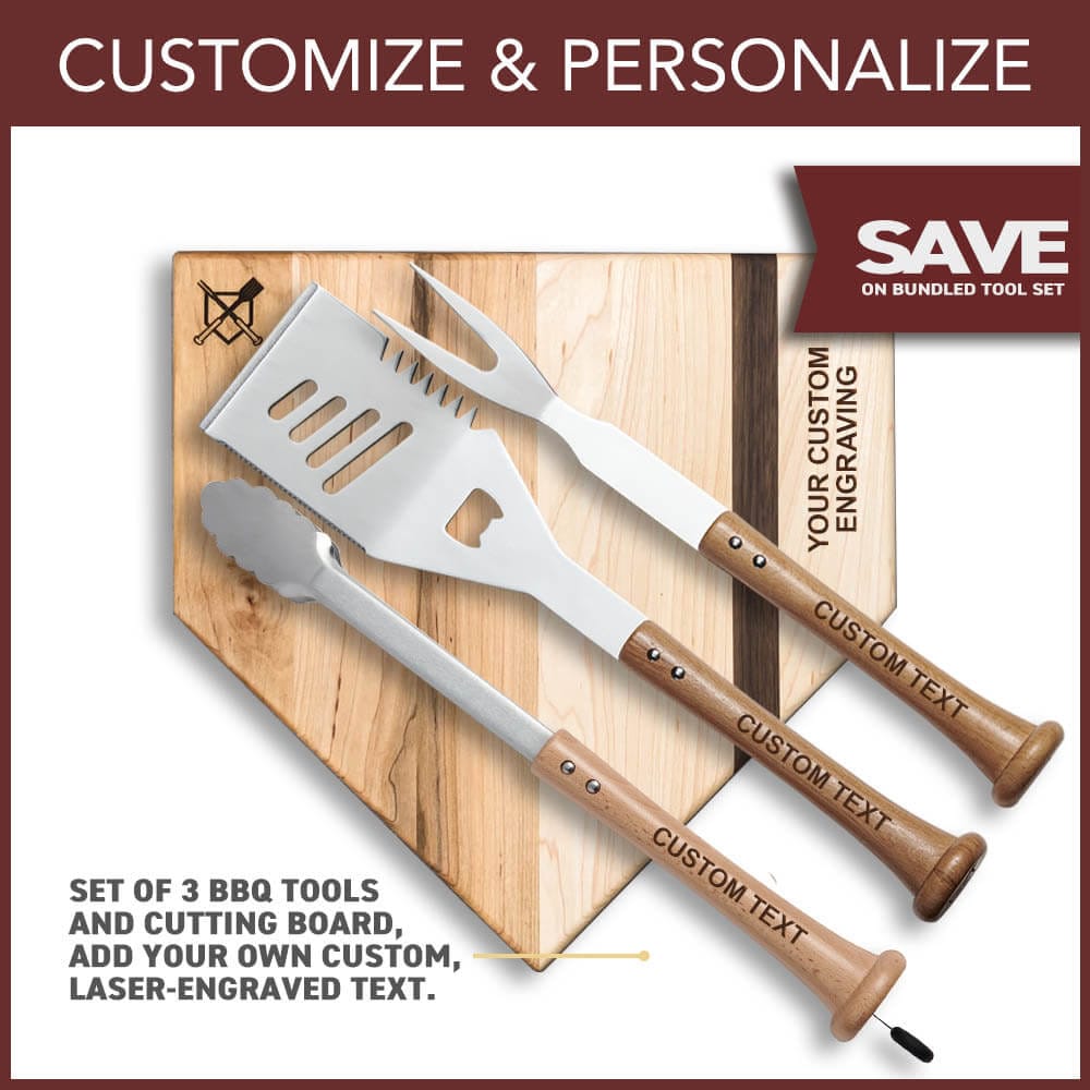 Baseball BBQ BBQ Tools "Silver Slugger" Grill Set with Customized Handles