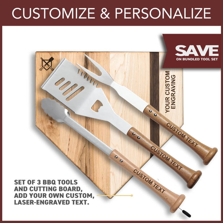 Baseball BBQ BBQ Tools "Silver Slugger" Grill Set with Customized Handles