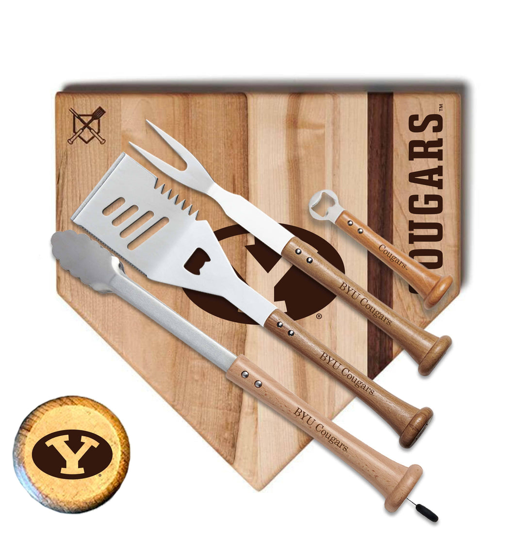 Baseball BBQ Brigham Young University Cougars "GRAND SLAM" Home Plate Style (17" x 17") Brigham Young University Cougars"GRAND SLAM" Combo Set