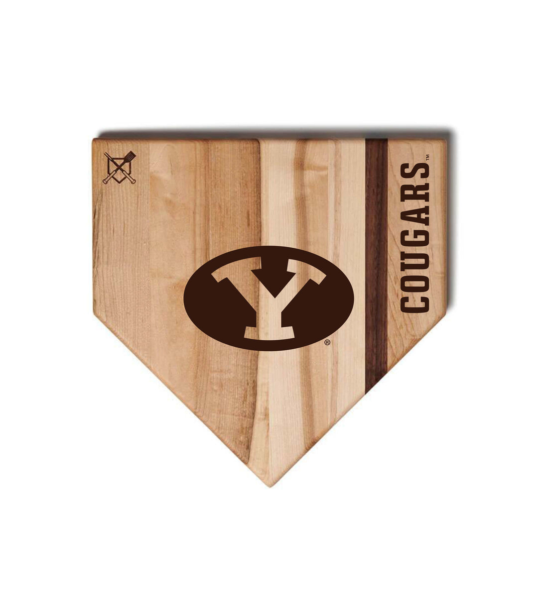 Baseball BBQ Brigham Young University Cougars Home Plate Style (12" x 12") Brigham Young University Cougars Cutting Boards | Choose Your Size & Style
