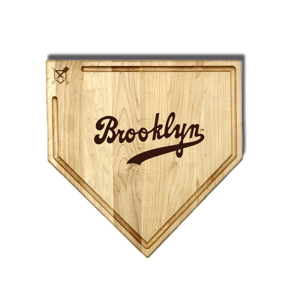 Baseball BBQ Brooklyn Dodgers Full Sized Home Plate Style 1 w/ Trough (17" x 17") Brooklyn Dodgers Cutting Boards | Choose Your Size & Style