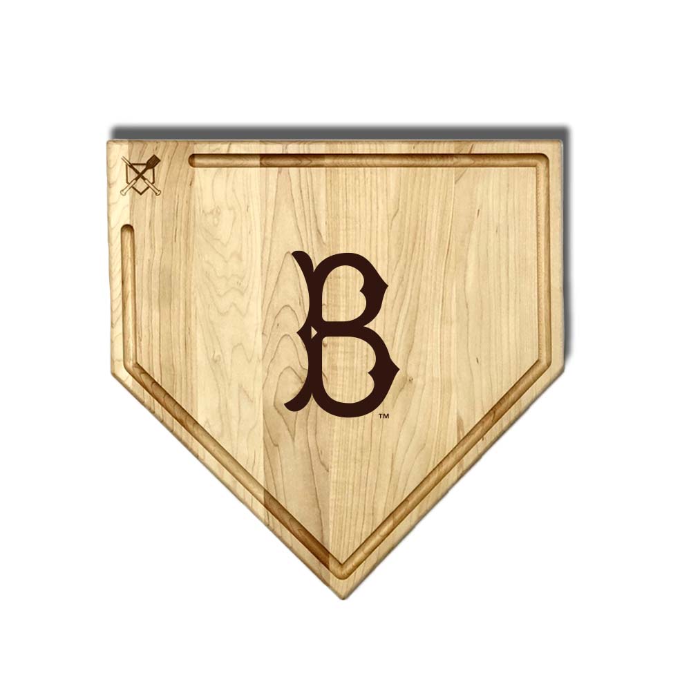 Baseball BBQ Brooklyn Dodgers Full Sized Home Plate Style 2 w/ Trough (17" x 17") Brooklyn Dodgers Cutting Boards | Choose Your Size & Style