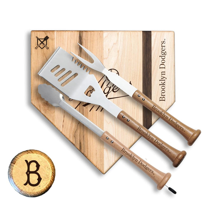 Baseball BBQ Brooklyn Dodgers "Silver Slugger" Combo 12in Style 2 Brooklyn Dodgers "SILVER SLUGGER" Combo Set