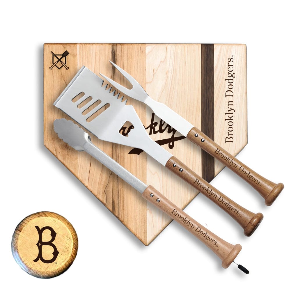 Baseball BBQ Brooklyn Dodgers "Silver Slugger" Combo 12in Style 3 Brooklyn Dodgers "SILVER SLUGGER" Combo Set