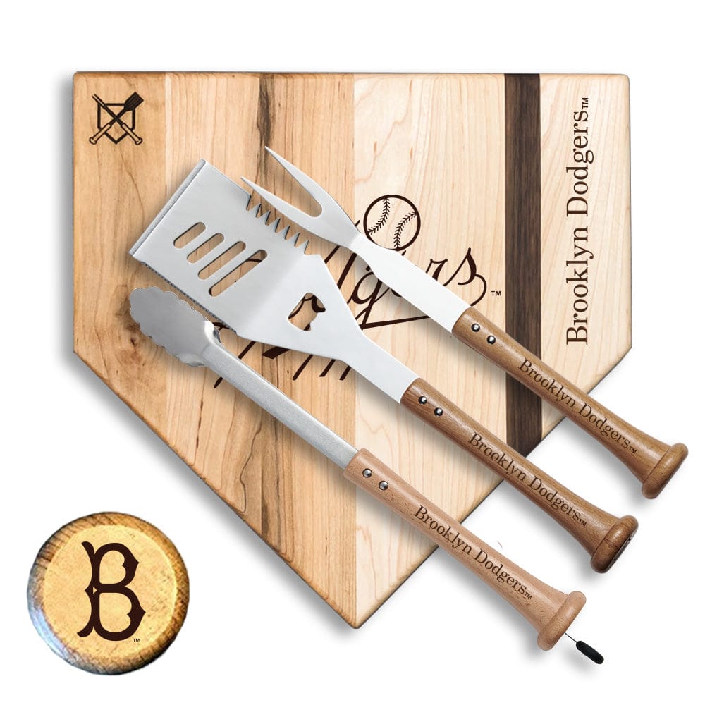 Baseball BBQ Brooklyn Dodgers "SILVER SLUGGER" Combo Set 17in Style 2 Brooklyn Dodgers "SILVER SLUGGER" Combo Set