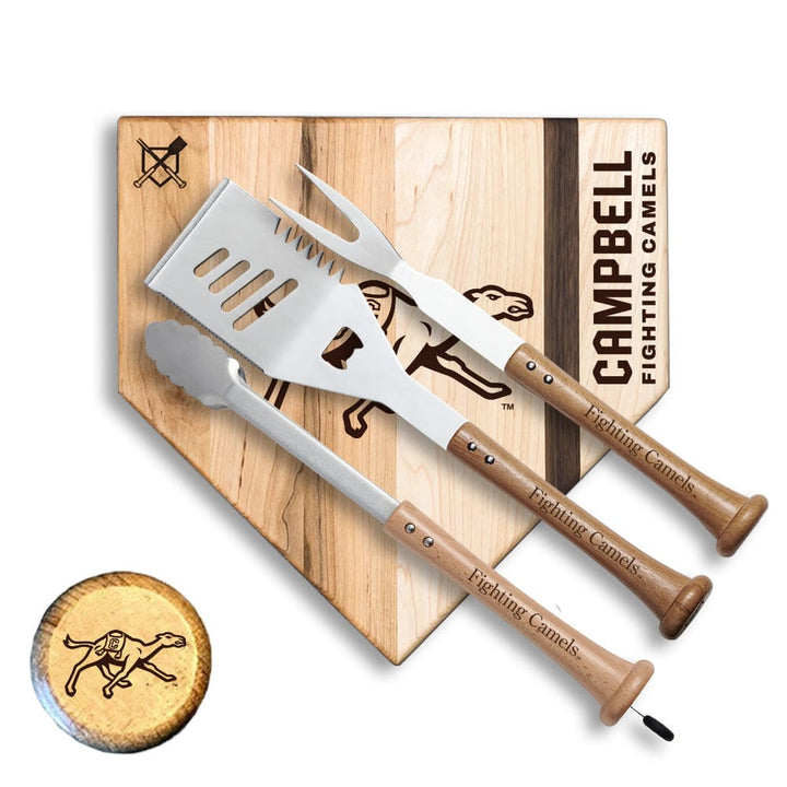 Baseball BBQ Campbell University Silver Slugger Home Plate Style (12" x 12") Campbell University "SILVER SLUGGER" Combo Set