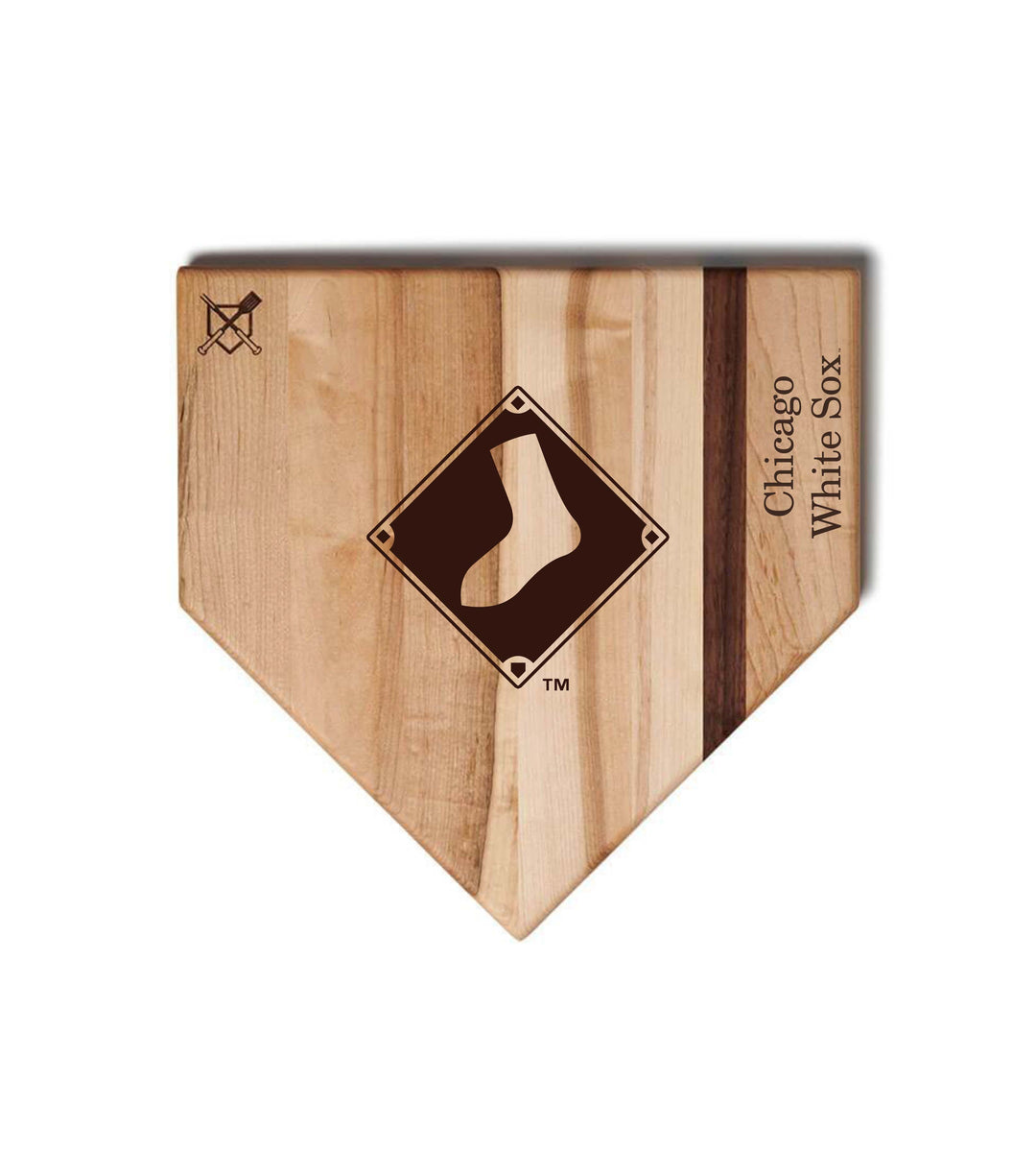 Baseball BBQ Chicago White Sox "Diamond Sock" Home Plate / 12"x12" Chicago White Sox Home Plate Cutting Boards | Multiple Sizes | Multiple Designs